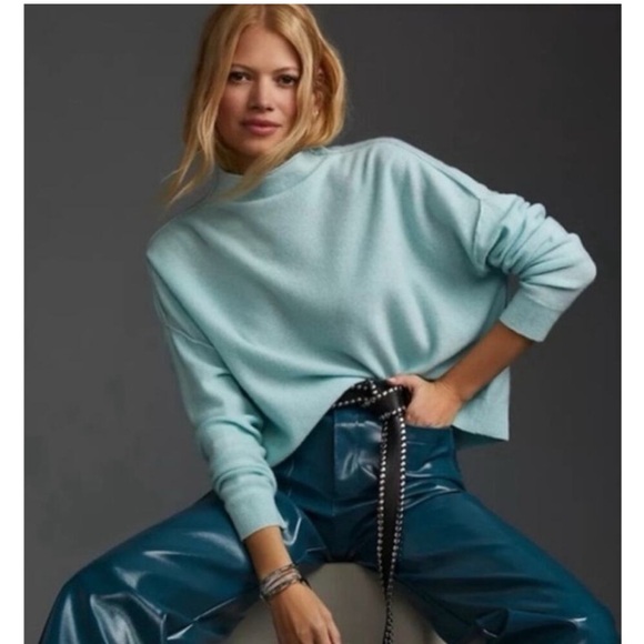 Free People Sweaters - Free People AQUA BLUE After Glow mock neck sweater